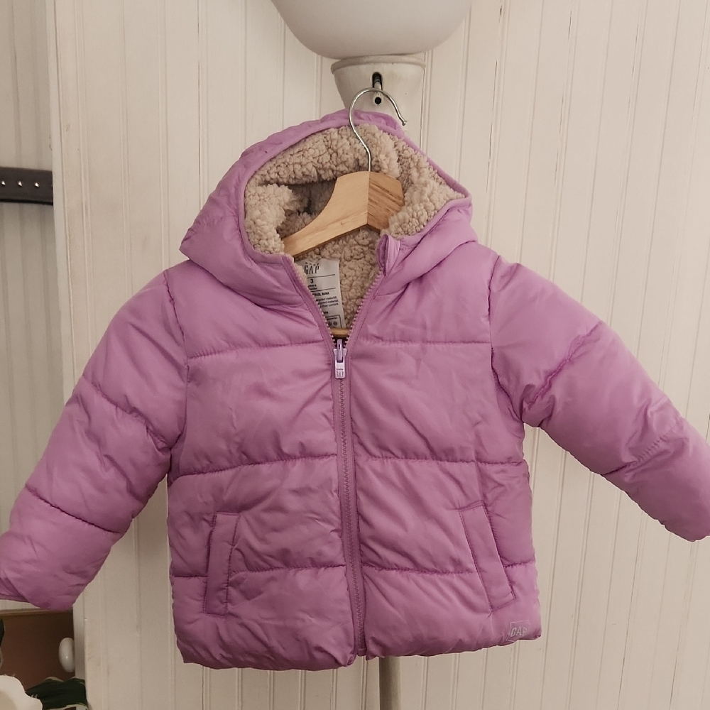 Baby‎ Gap ColdControl Max Purple Sherpa Lined Puffer Jacket Toddler 3 Years Coat